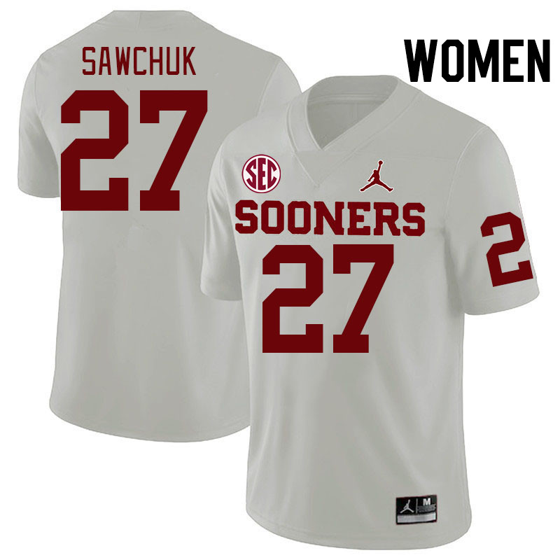 Women #27 Gavin Sawchuk Oklahoma Sooners 2024 SEC Conference College Football Jerseys-White